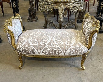 Marquis French Tufted Bench *Only one available* Vintage Chair Vintage Furniture Gold Frame Rococo Interior Design