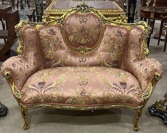French Tufted Pink Sofa Vintage 24k Gold Vintage Furniture Vintage Sofa Antique Baroque Furniture Rococo Interior Design