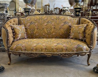 French Tufted Furniture Gold Sofa Vintage 24k Gold Vintage Furniture Vintage Sofa Antique Baroque Furniture Rococo Interior Design