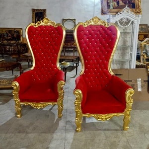 Gold Throne Chair Red Velvet Chair French Tufted Chair Throne Tufted Velvet Chair Tufted Gold Frame Throne Chair Rococo Interior Design