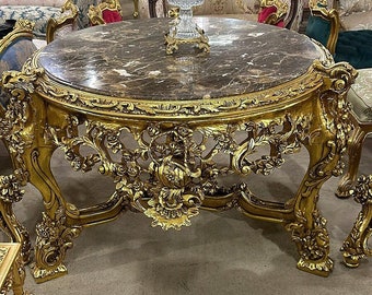 Gold Table Marble Victorian Antique Black table Gothic furniture Antique furniture French antiques Gold 24k furniture