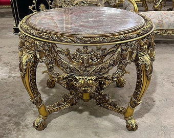 Gold Table Marble Victorian Antique Black table Gothic furniture Antique furniture French antiques Gold 24k furniture