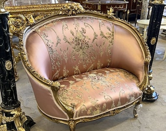 French Pink Settee French Sofa Vintage Furniture Vintage Settee Antique Baroque Furniture Rococo Interior Design 24k Gold