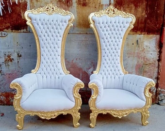 Gold Throne Chair Vintage Furniture Big Chair Vintage 24k Gold Chair Gold Chair Vintage Furniture Antique Baroque Furniture Rococo