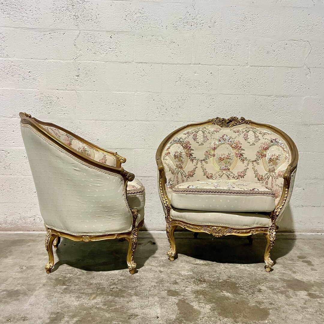 French Small Settee French Chair Vintage 3 Piece Set Available Gold ...