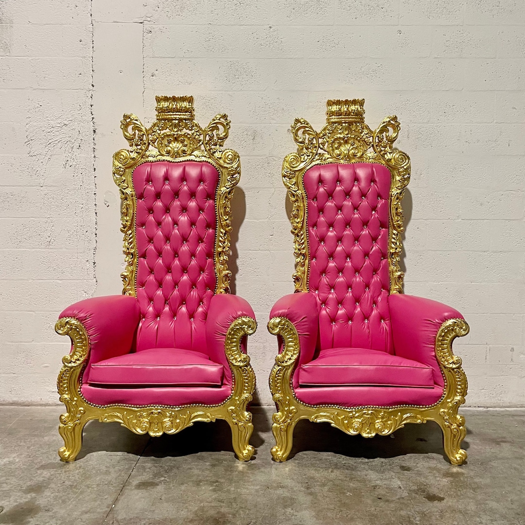 Pink Throne Chair 77h Pink Leather Chair 2 LEFT French Etsy