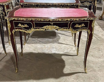 French Copper Desk Table with Gold Details Rococo Baroque Style Antique Furniture Gold Leaf