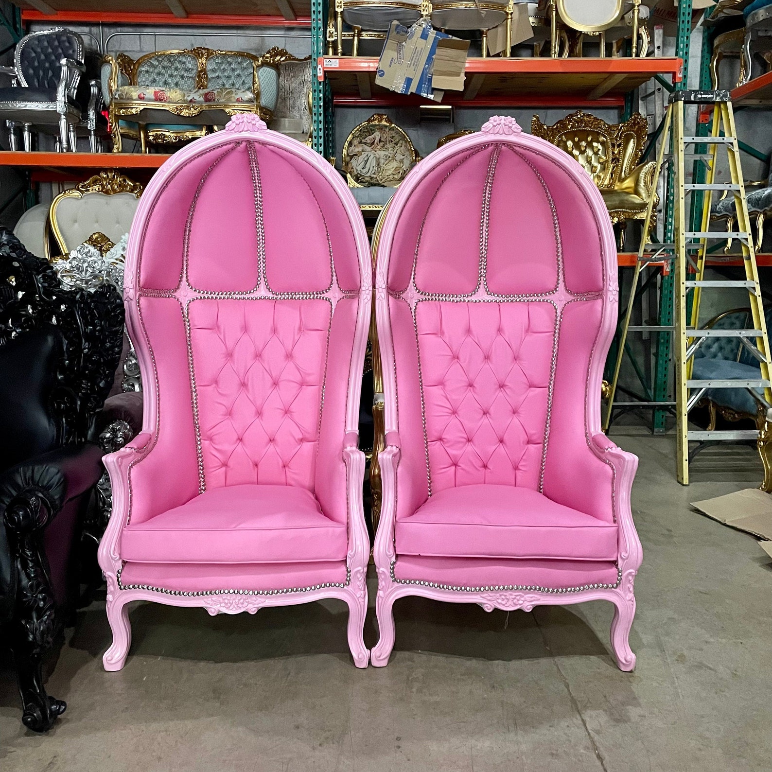 Pink Throne Chair Balloon Leather Chair French Tufted Chair Etsy