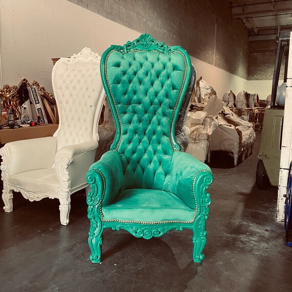 Green Throne Chair Green Velvet Chair 2 LEFT French Chair Throne