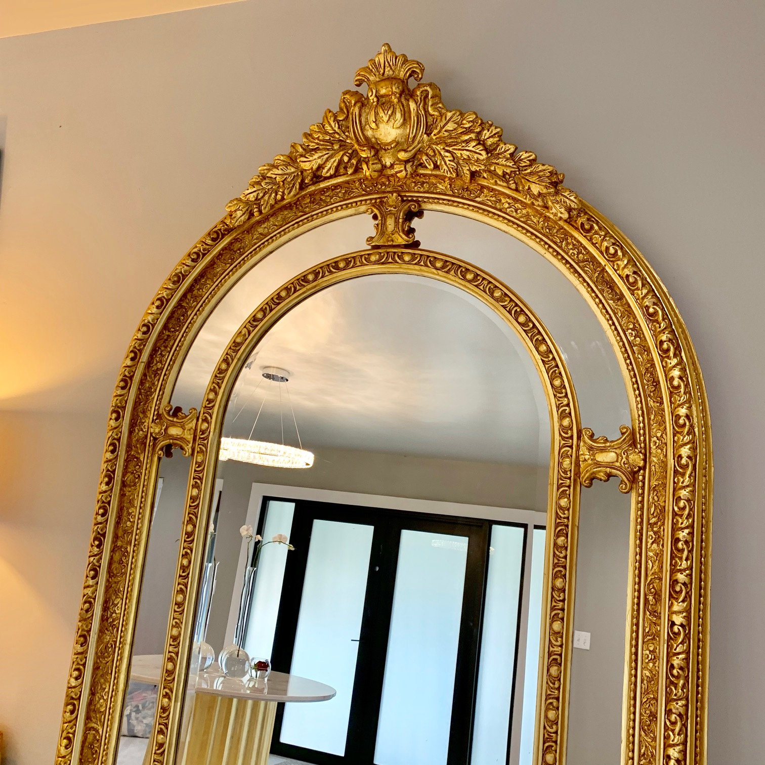 French Mirror Gold Antique Curved Mirror French Furniture 81h X 44w