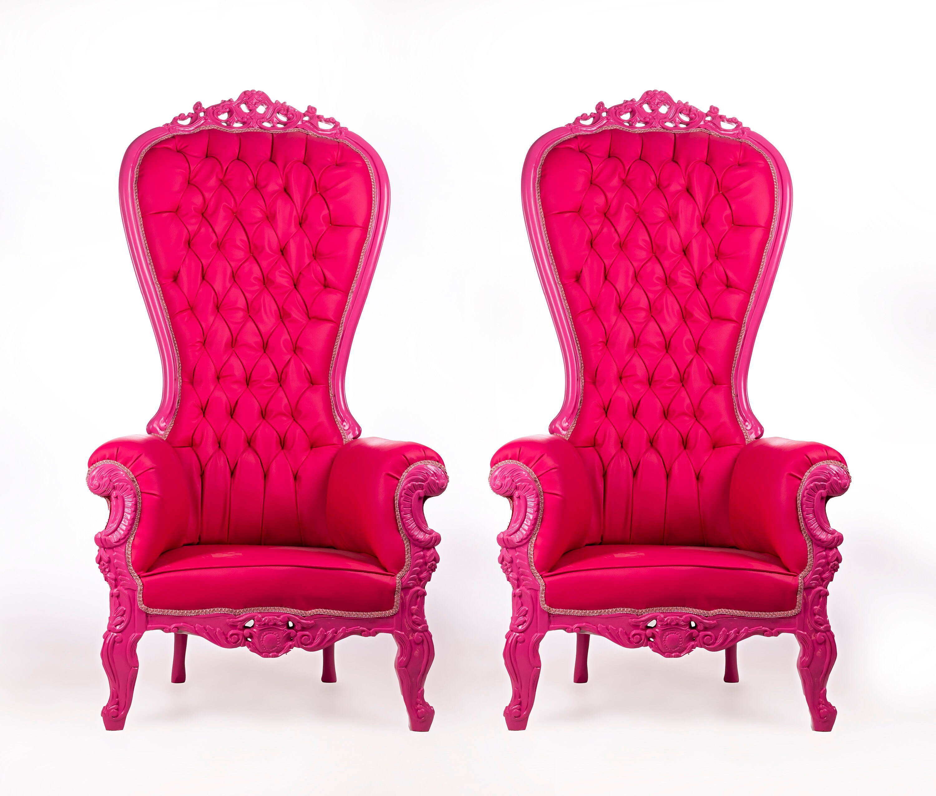 Pink Throne Chair Pink Leather Chair French Tufted Chair Etsy