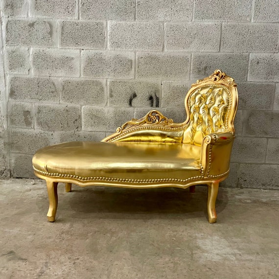 Gold chaise clearance lounge chair