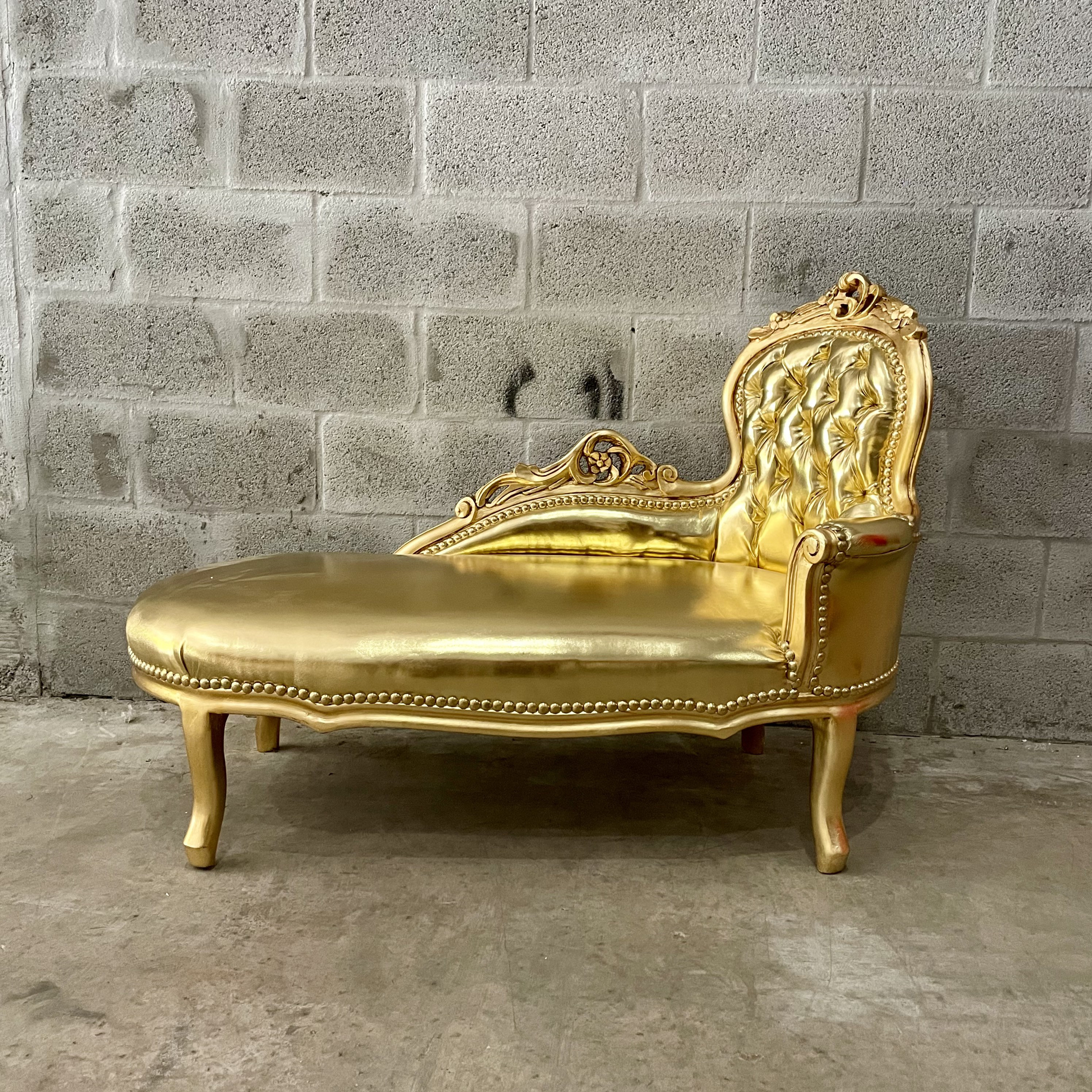 Vintage Chaise Lounge Furniture Sofa Gold Settee French Chaise