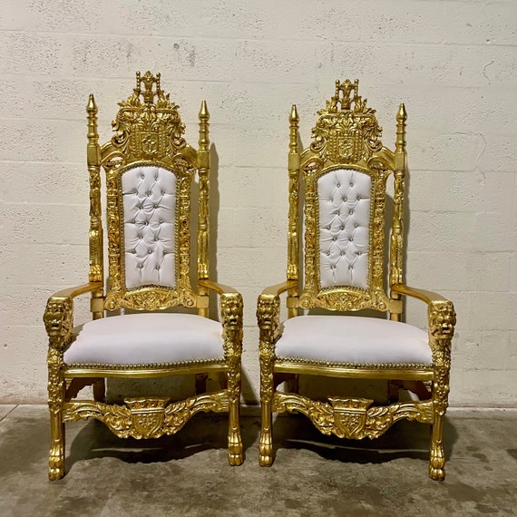 Rococo Throne French Chair Antique Furniture Gold Leaf Velvet