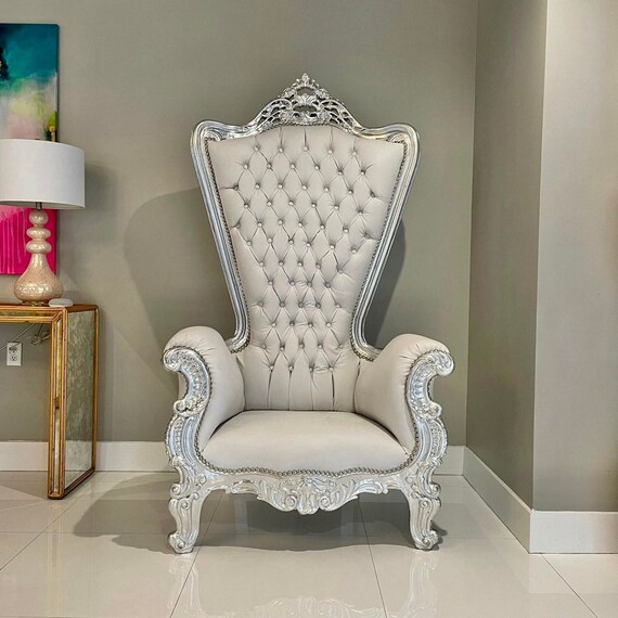 White and silver throne cheap chair