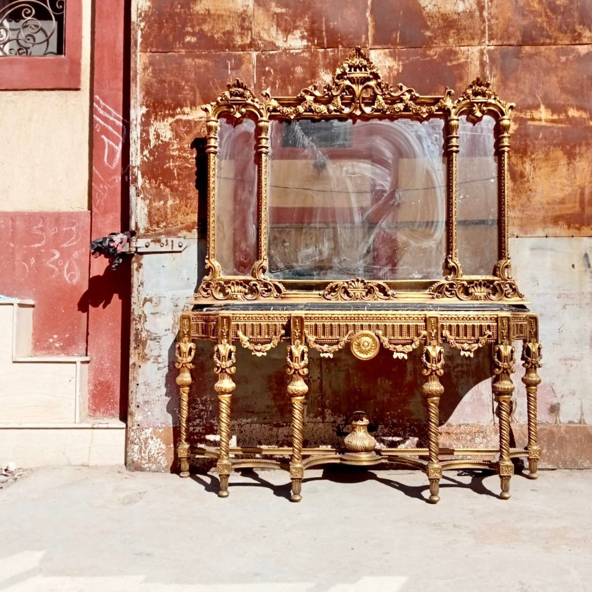 Mirror Console Table in Louis XV Rococo Style, Venetian For Sale