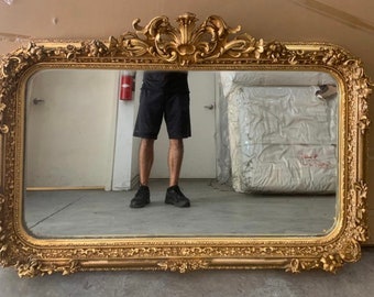 French Mirror *1 Available* 56.5"W x 37"H Baroque Mirror Rococo Mirror Antique Mirror Gold Leaf Antique Furniture Interior Design