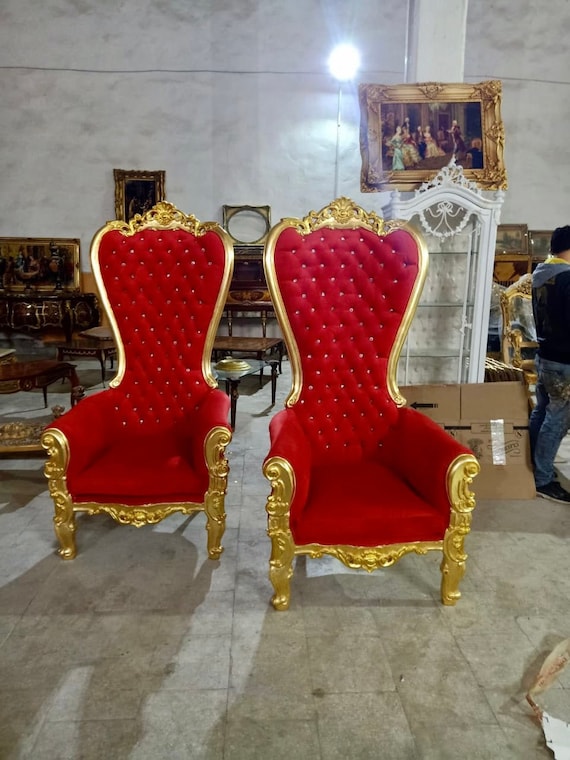 bølge Kent dominere Gold Throne Chair Red Velvet Chair French Tufted Chair Throne - Etsy