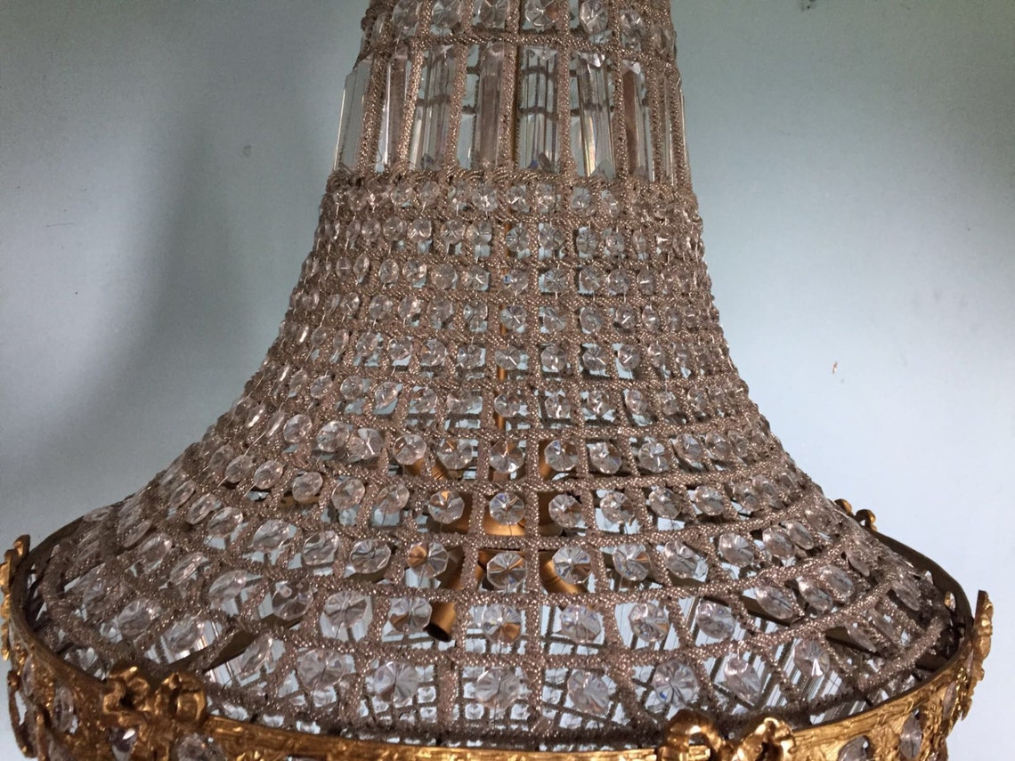 44 XL Bowl Basket Chandelier Extra LARGE Antique French Etsy