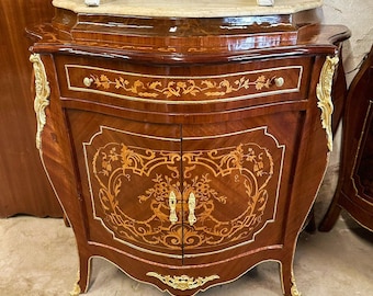 Copper and Gold Commode Marble Topped Furniture Vintage Antique French Louis XVI Style Furniture Interior Design Home Decor