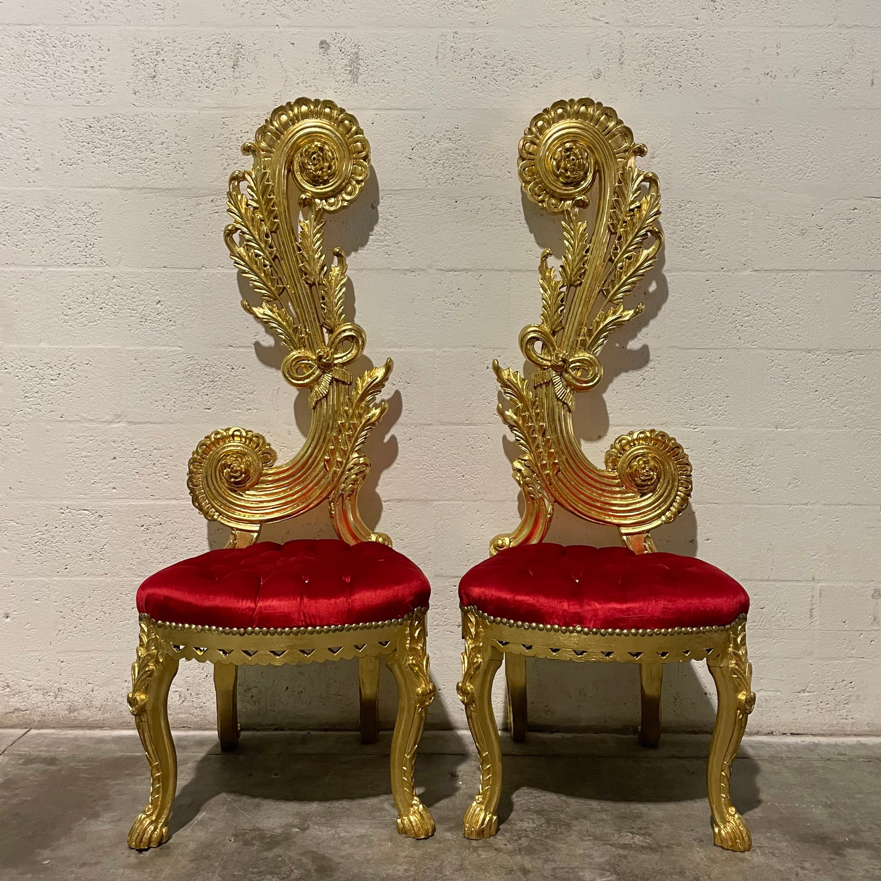 Italian Baroque Throne Chair High Back 64 Tall French Tufted Chair