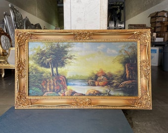 French Painting Print (Print on Cotton Fabric) French Art Baroque Rococo Frame Interior Design French Decor