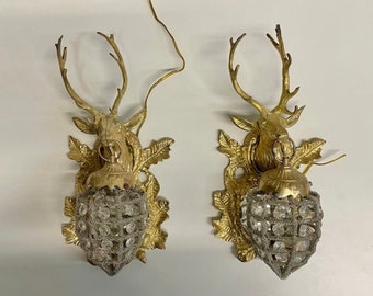 French Stag Sconce Deer Chandelier Stag *a Pair* Vintage Sconce Baroque Rococo Interior Design Stag Wall Sconce