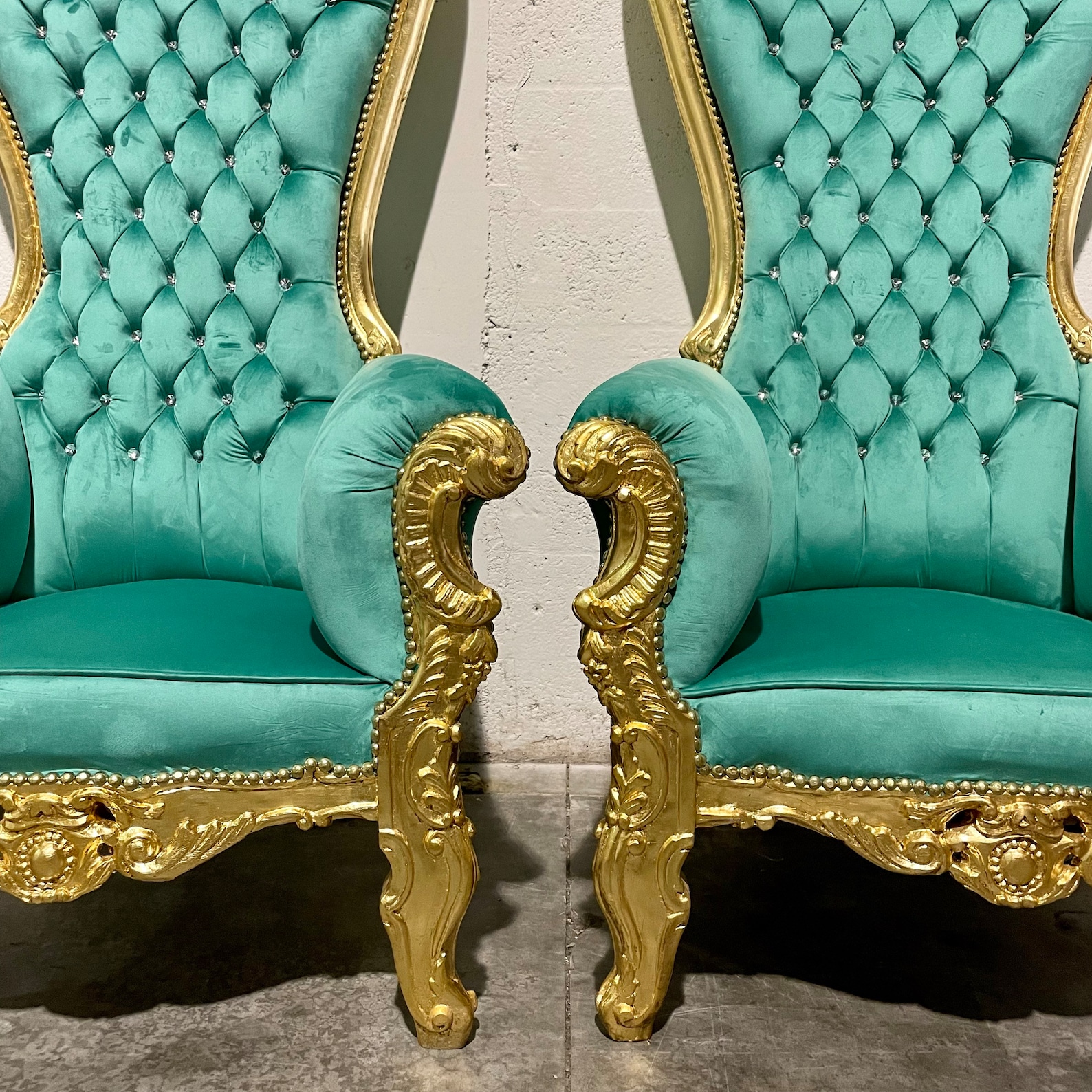 Gold Throne Chair Green Velvet Chair 2 LEFT French Chair Etsy