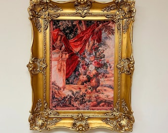 French Style Painting Print 38"H (Print on Velvet Fabric) French Art Baroque Rococo Frame Interior Design French Decor *In Stock*