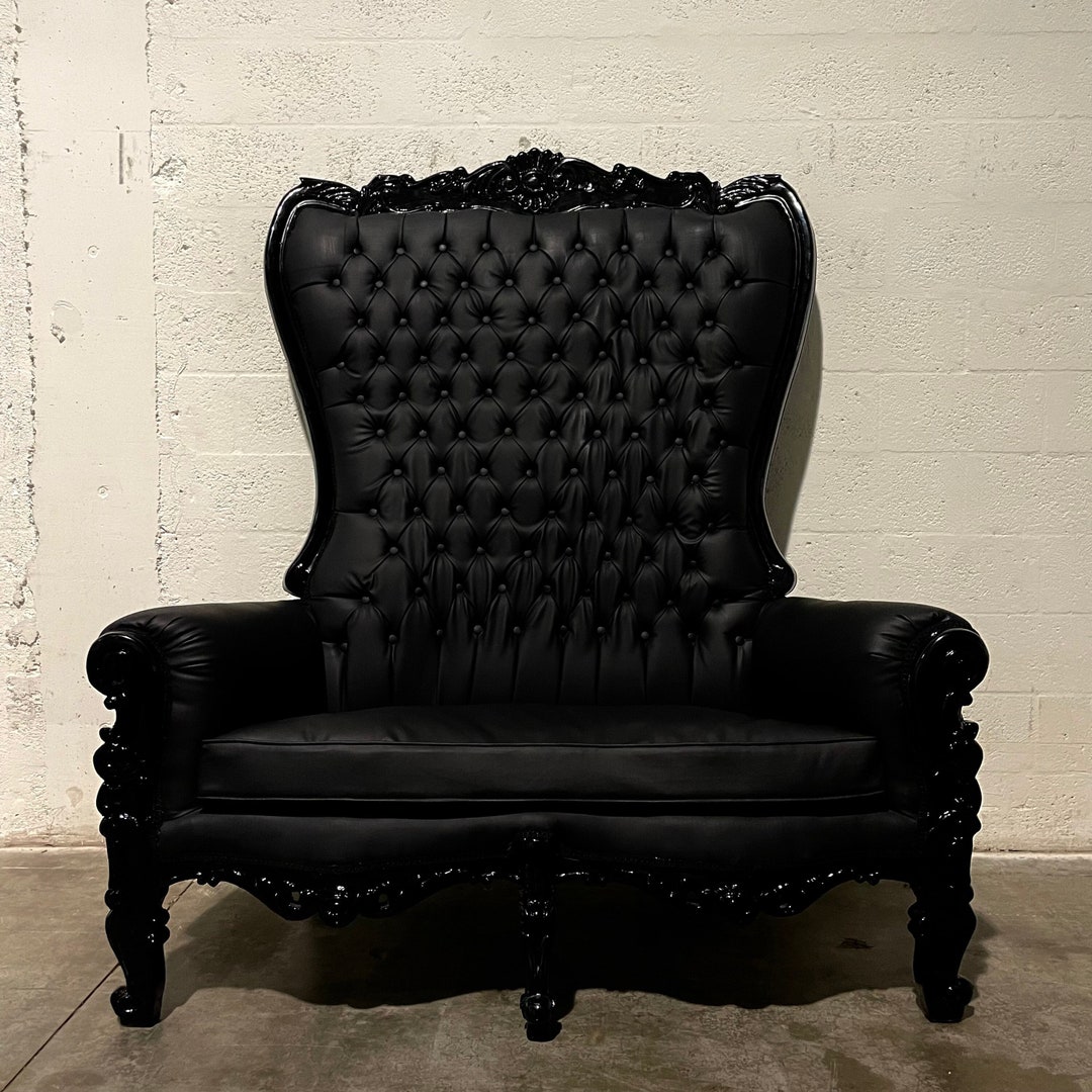 Black Throne Chair Double Throne 2 Seater Black Leather Chair With