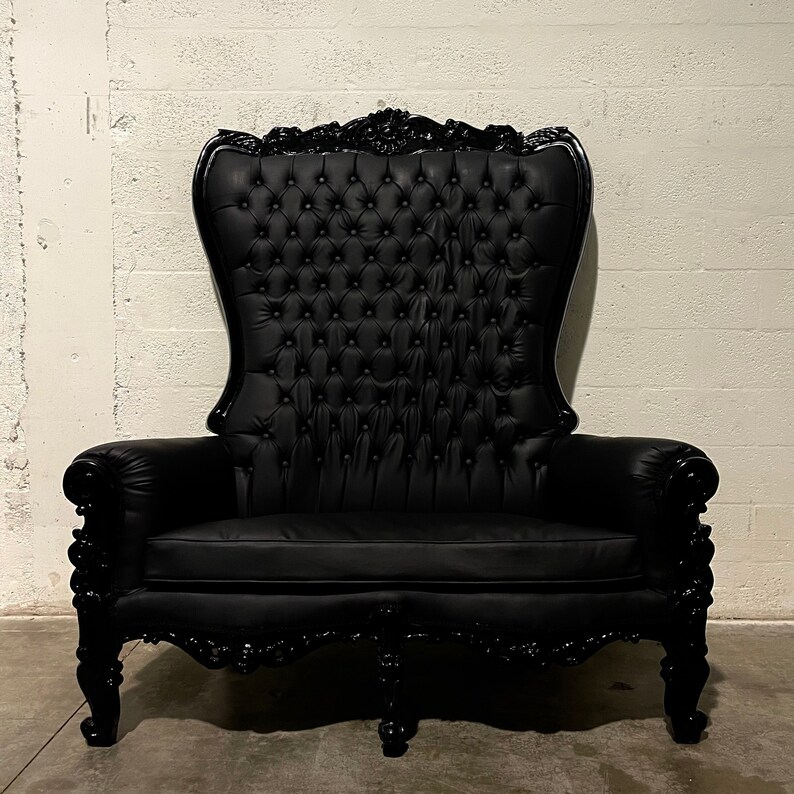 Black Throne Chair Double Throne 2 Seater Black Leather Chair Etsy