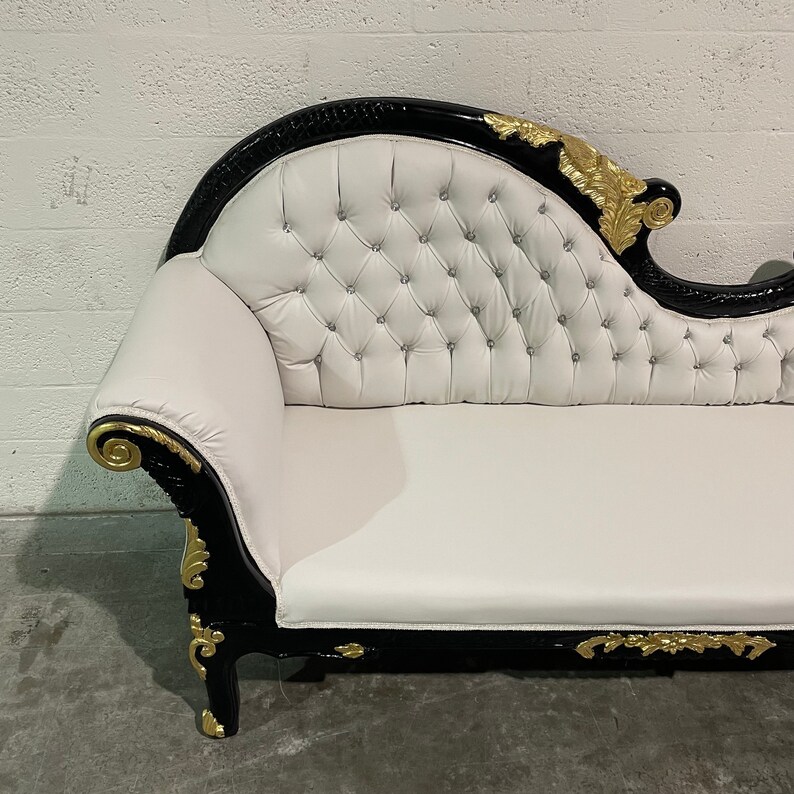 Rococo Chaise Lounge White Leather Vintage Settee French Etsy