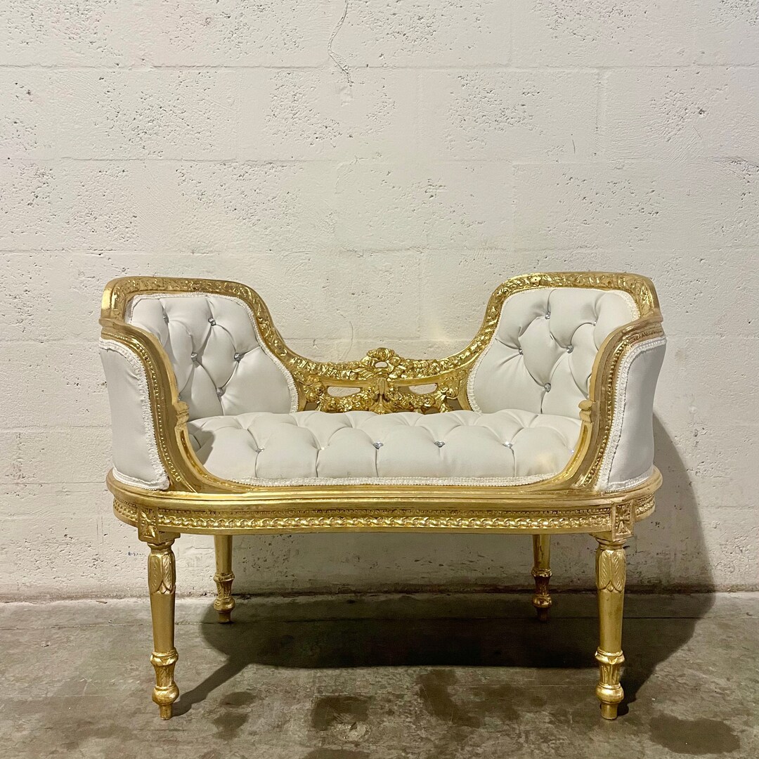 French Tufted Bench off White Chair French Bench Tufted Bench Vintage