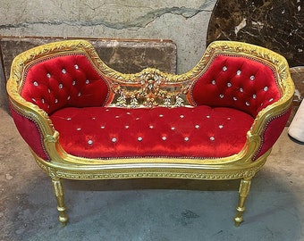 French Yellow Bench French Small Settee Vintage Bench Vintage Furniture Antique Baroque Furniture Rococo Interior Design Vintage Chair