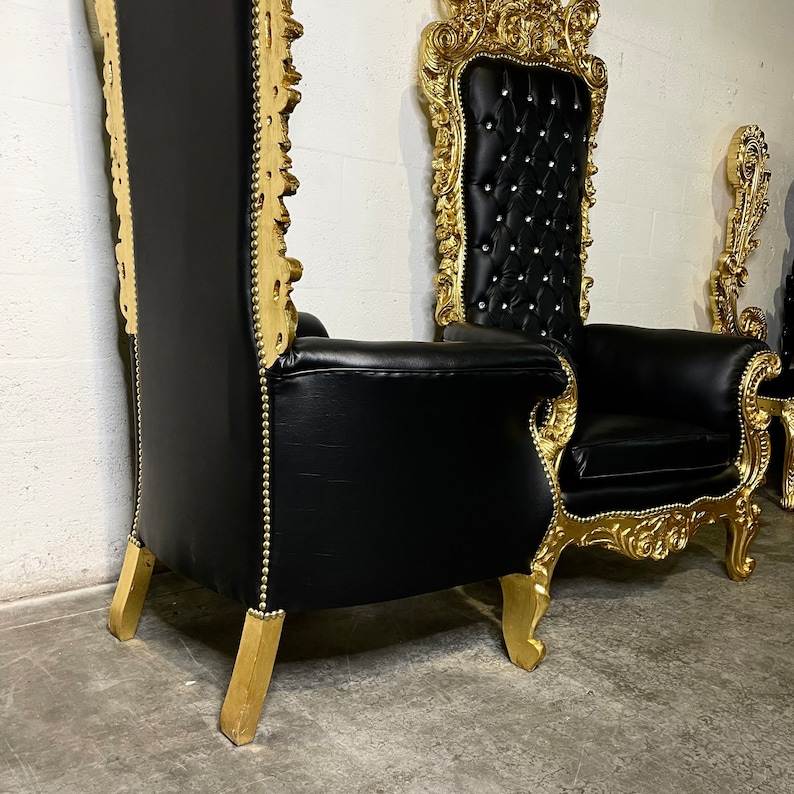 Black Throne Chair 75h Black Leather Chair 2 LEFT Etsy