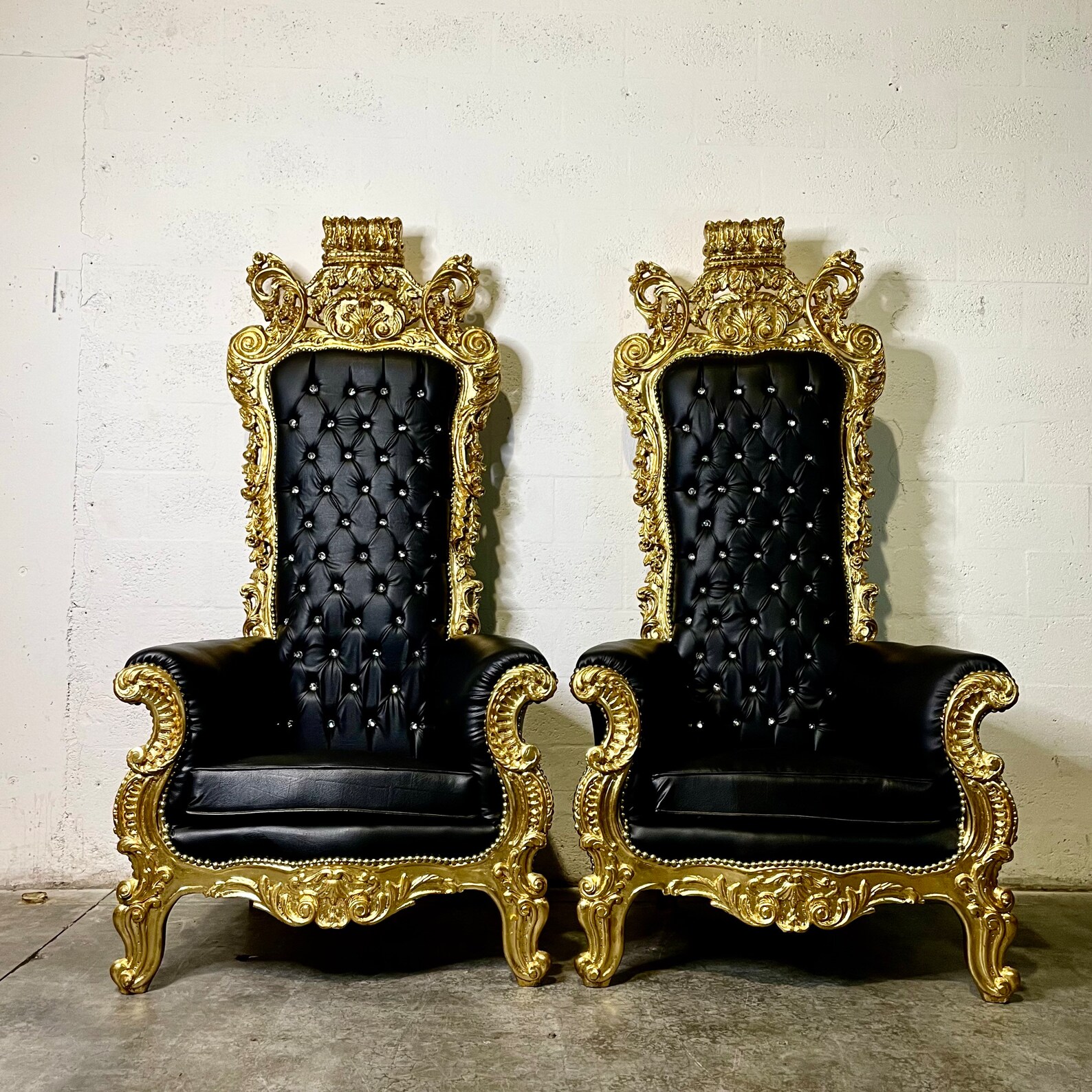 Black Throne Chair 75h Black Leather Chair 2 LEFT Etsy