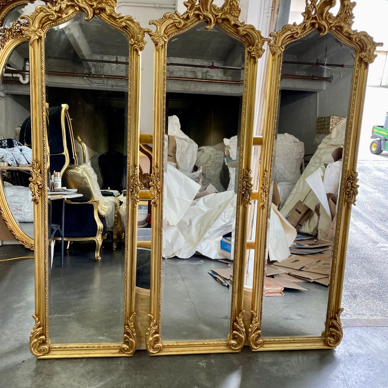 A Pair Vintage Mirror Refinished in Gold Leaf 70h Etsy