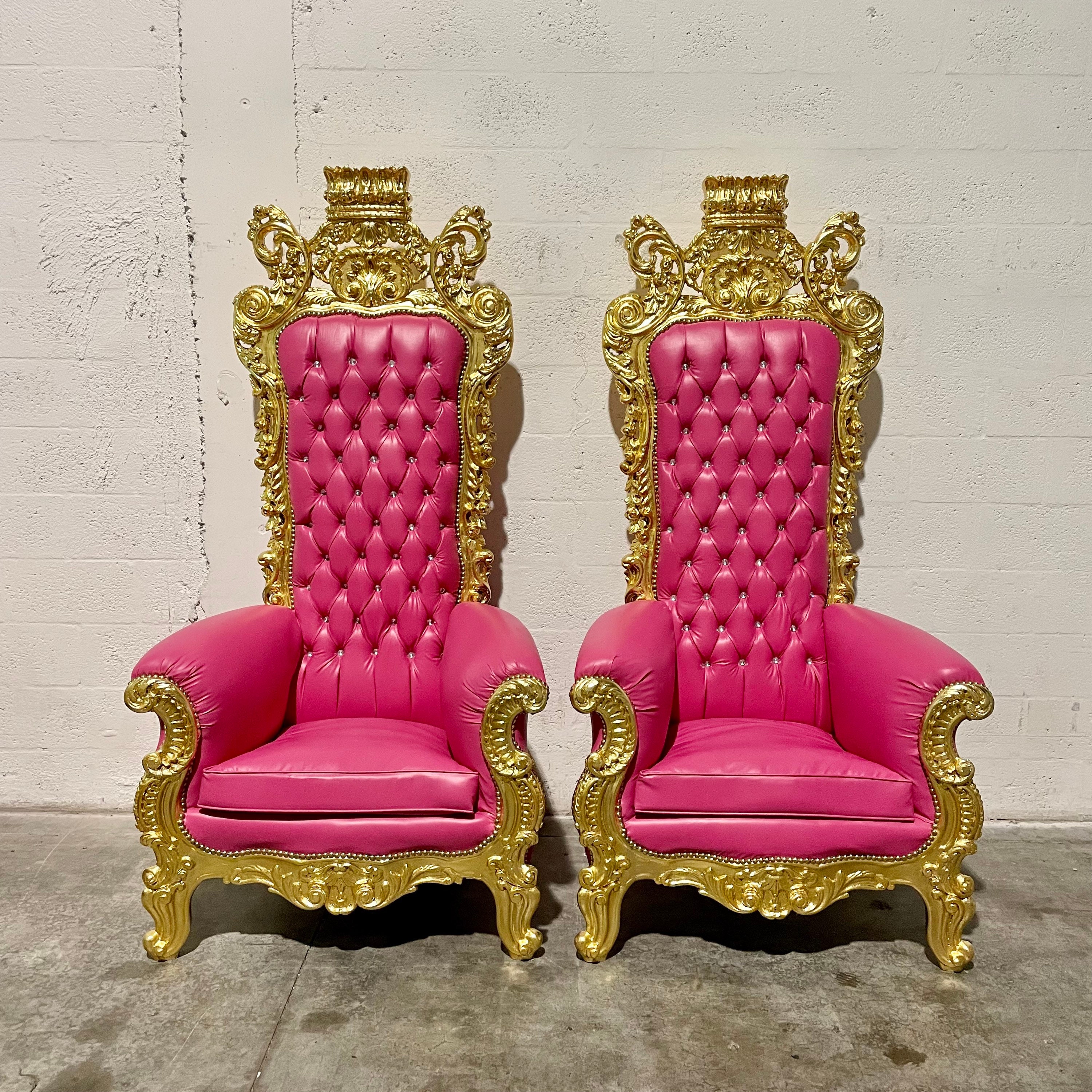 Pink Throne Chair 77h Pink Leather Chair 2 LEFT French Chair