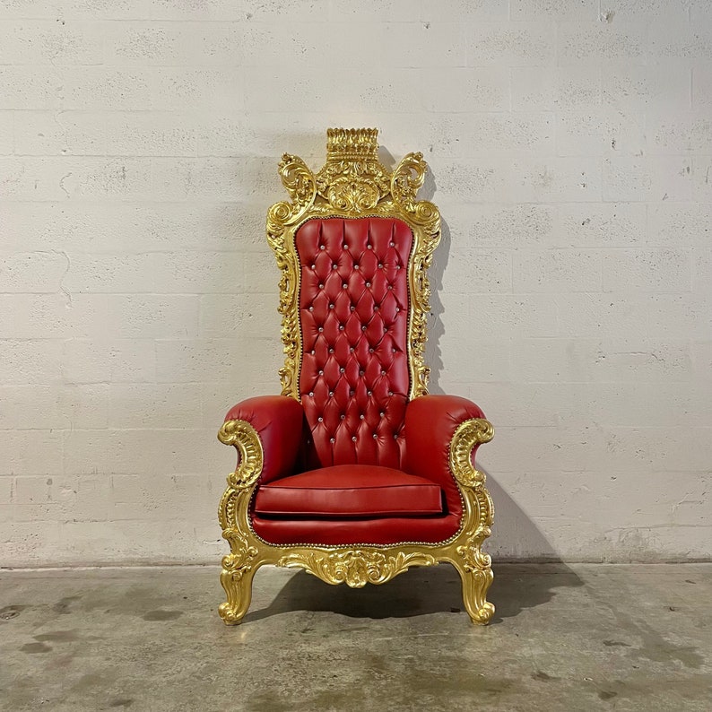 Extraking Red Throne Chair 75h Red Leather Chair 2 LEFT Etsy