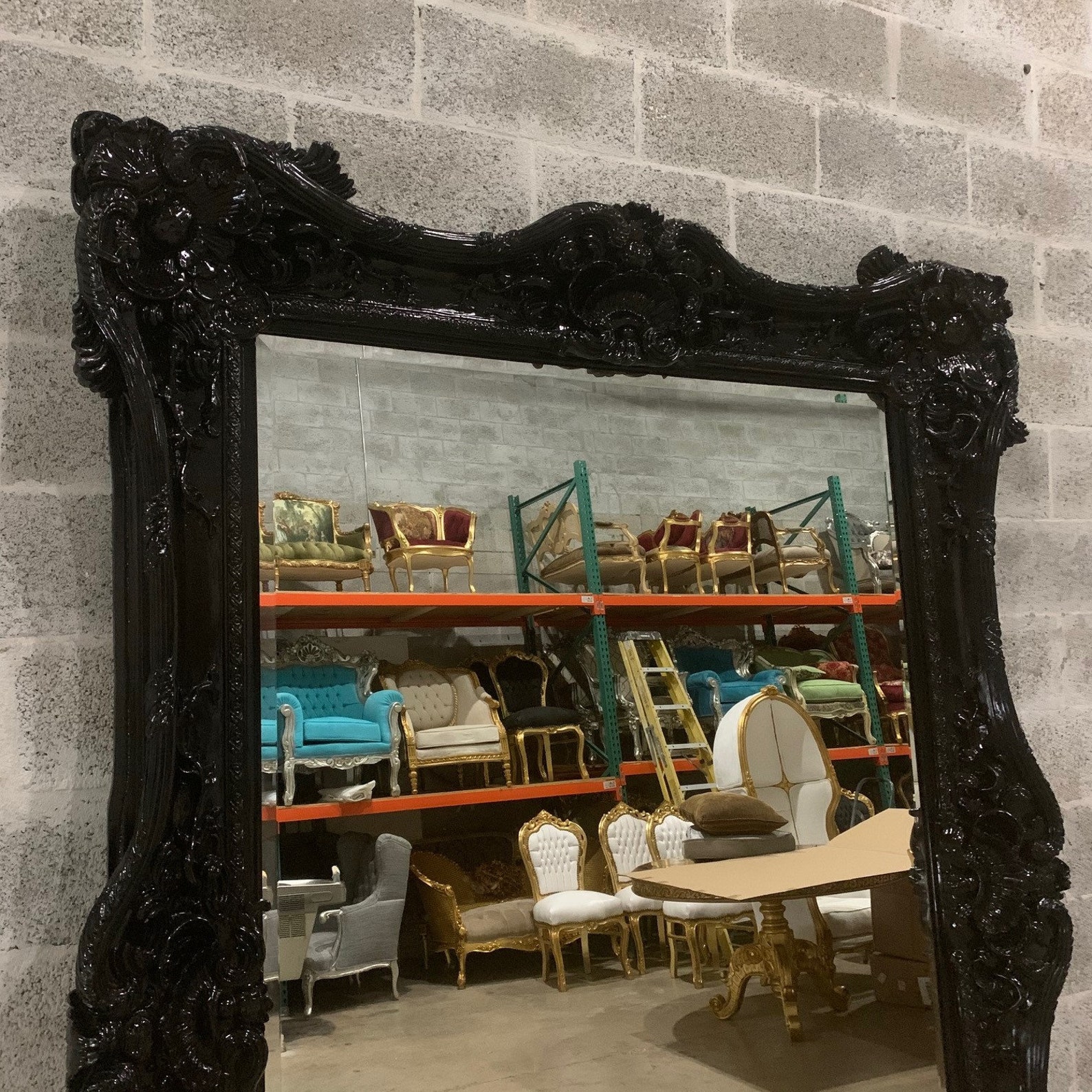 French Mirror 1 LEFT Black Lacquer Frame Interior Design Etsy