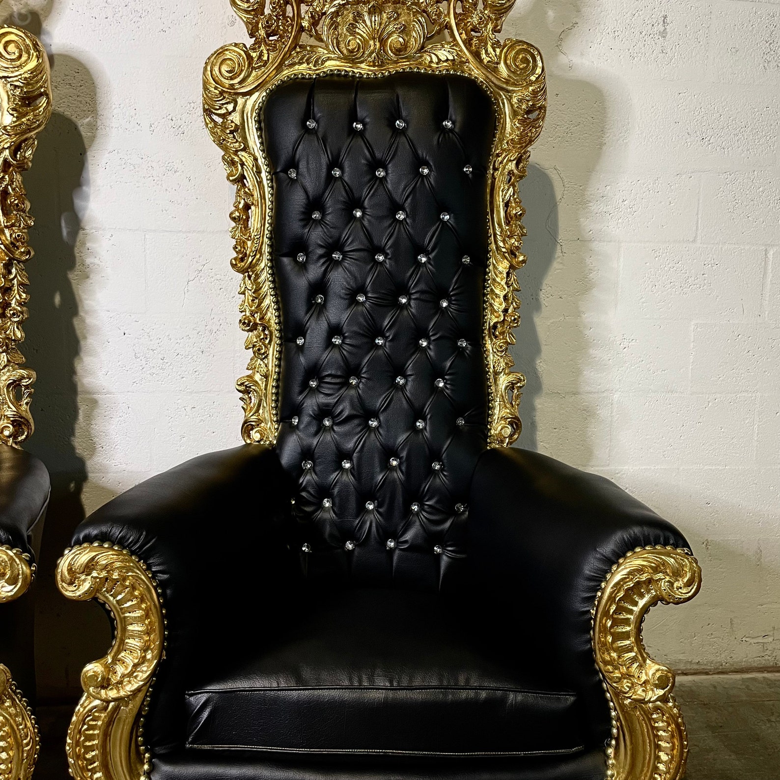 Black Throne Chair 75h Black Leather Chair 2 LEFT Etsy