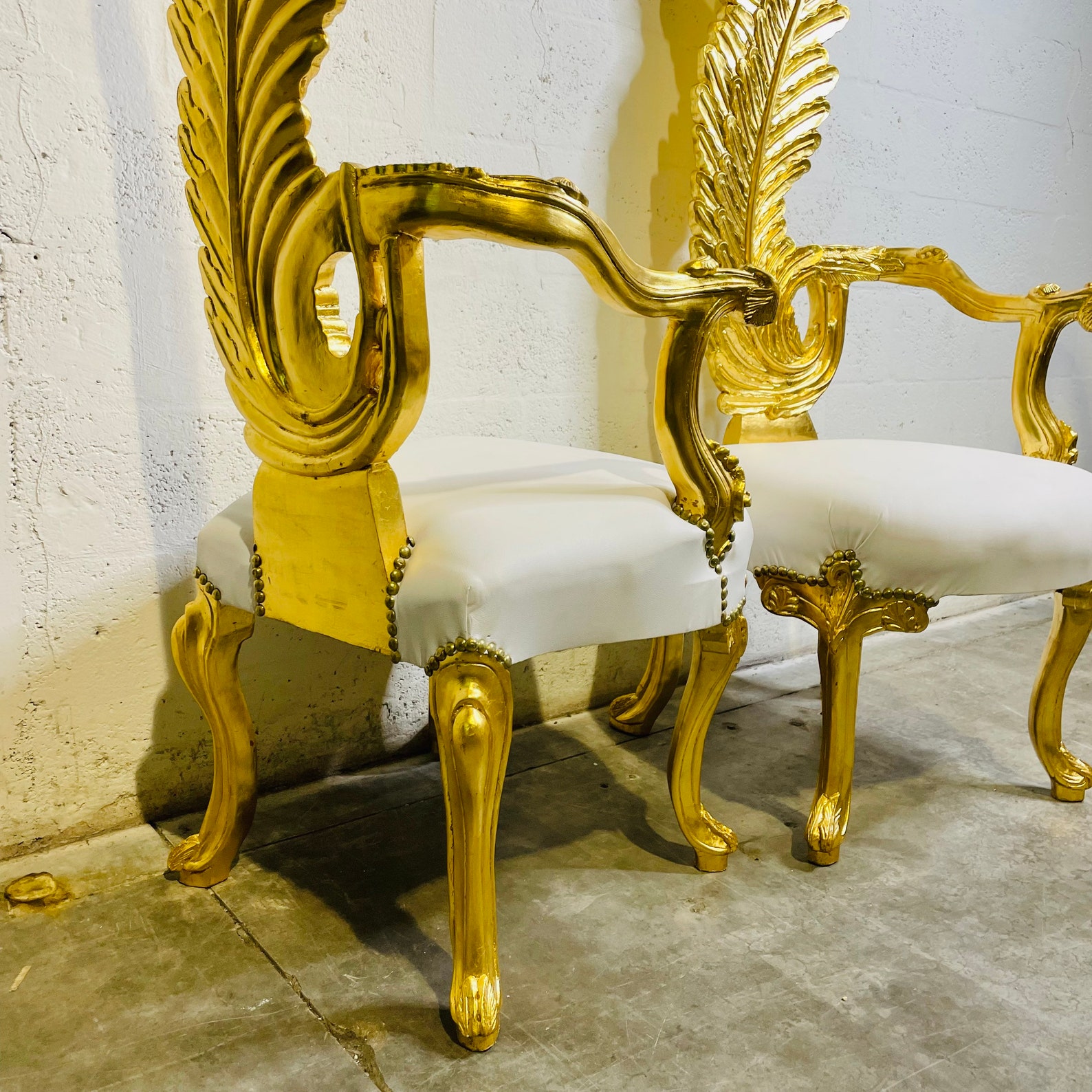 White Leather Vintage Chair French Chair Vintage Furniture Etsy