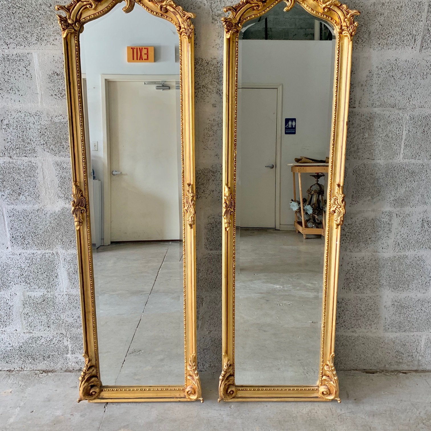 Vintage Mirror Refinished in Gold Leaf 70 Tall *Only 1 Available