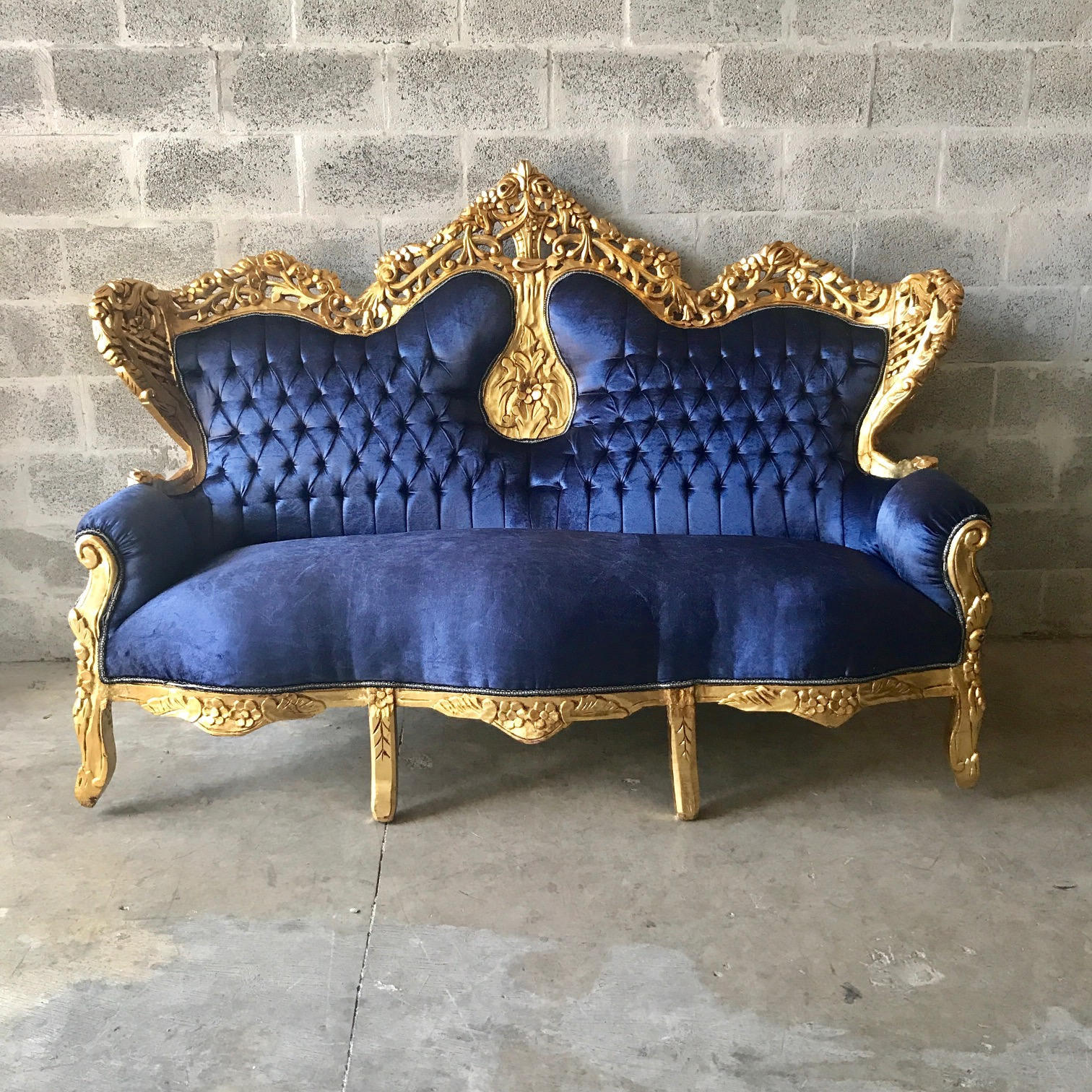 Baroquethrone Furniture Bergere Chair Royal Blue 3 Piece Avail Gold Leaf Gild French Chair Louis Xvi French Furniture Antique Chair