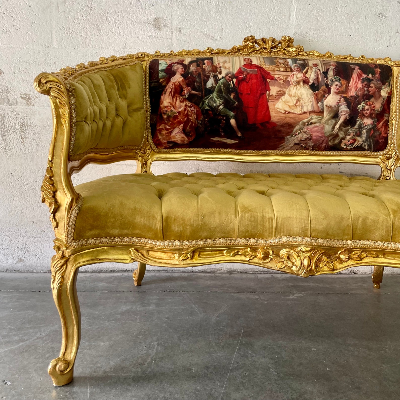 French Tufted Bench Mustard Chair French Bench Tufted Bench - Etsy