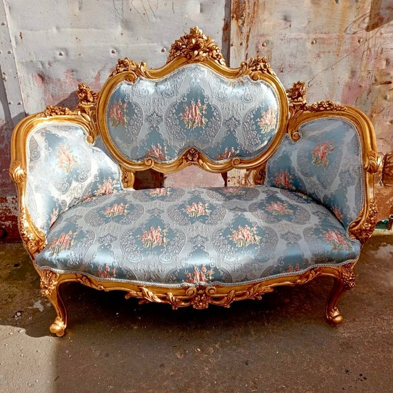 French Tufted Settee French Tufted Sofa Vintage Furniture Antique Baroque Furniture Rococo Interior Design Vintage