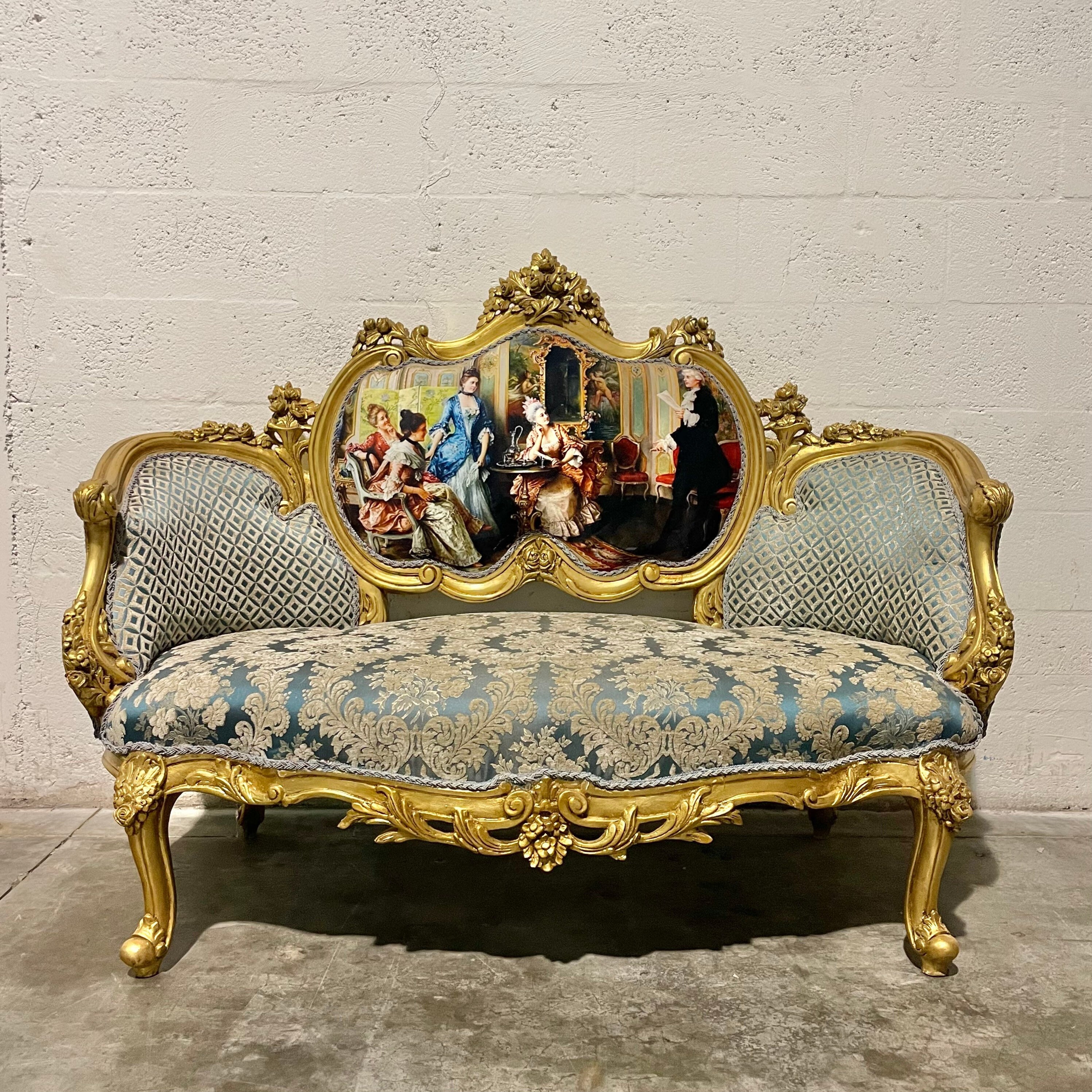 French Settee Vintage Furniture Sofa Gold Settee Antique Settee Rococo  Furniture Baroque Antique Furniture Interior Design 