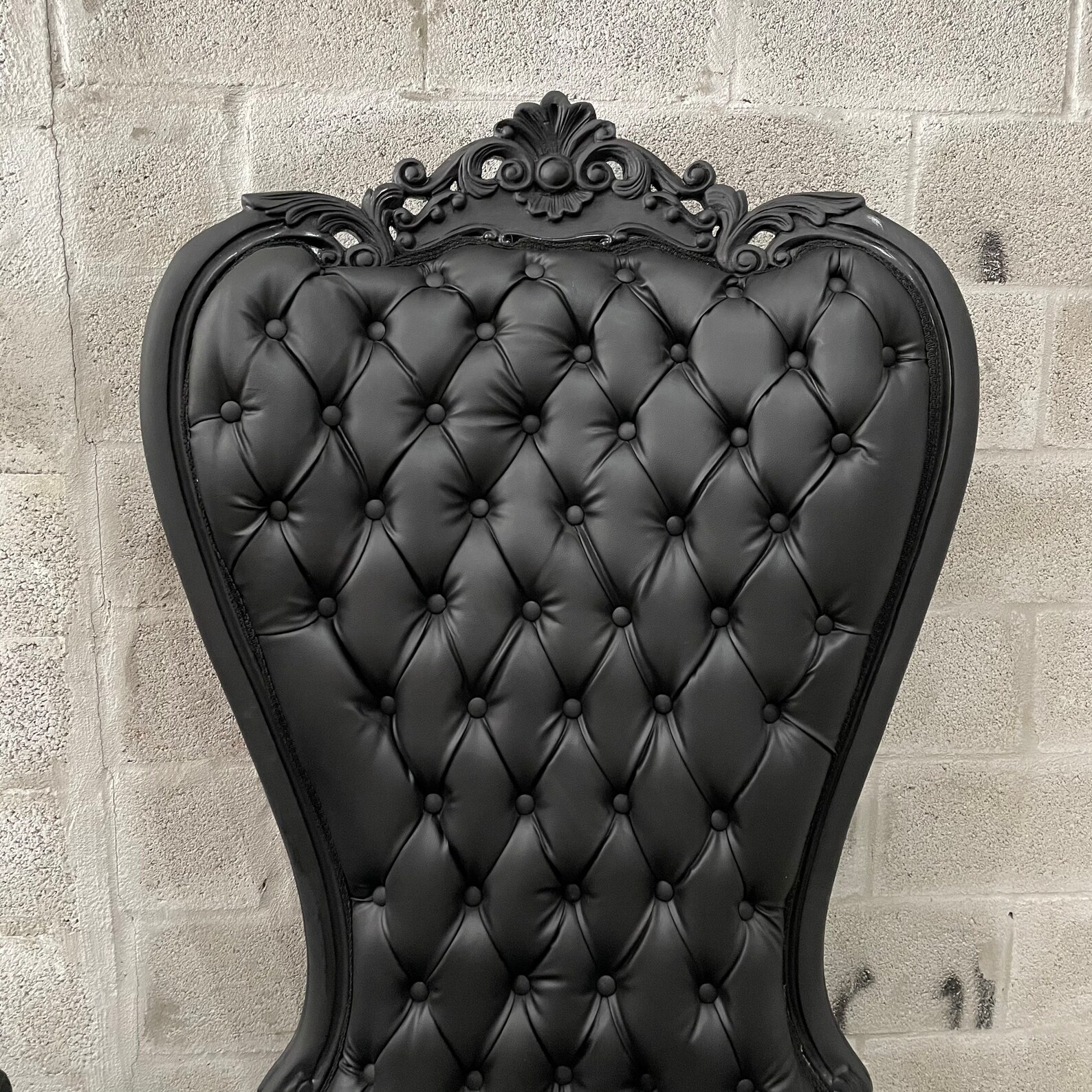 Black Throne Chair Black Leather Chair French Tufted Chair Etsy