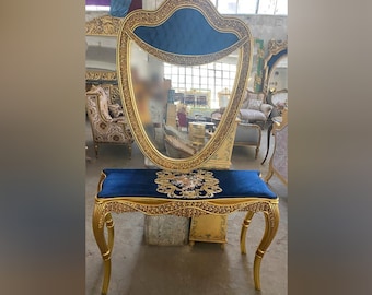 Blue Gold Console *Only one available* French Table Marble Baroque Furniture Rococo French Louis XVI Style