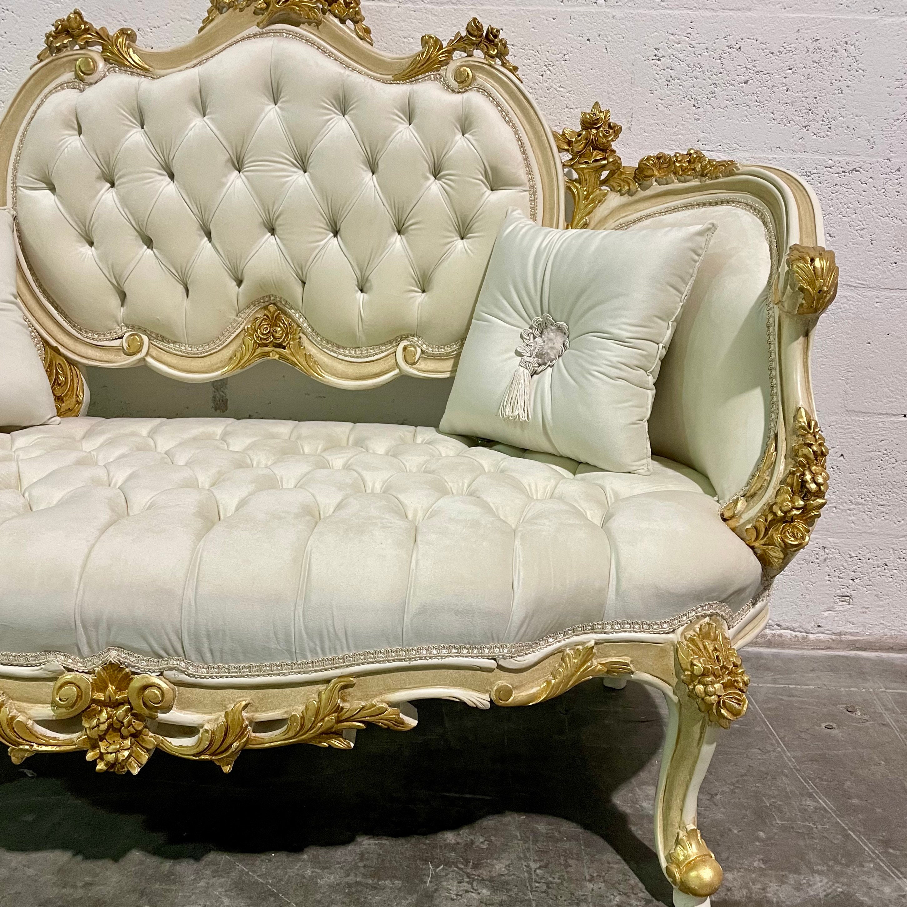 French Tufted Settee White Velvet Wedding Sofa French Tufted Etsy